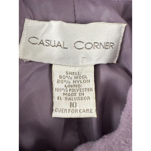 Casual Corner Sz 10 Wool Blend Casual Full Zip Jacket Purple Long Sleeve Outdoor - Picture 7 of 9